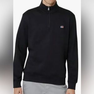 New Chaps Mens Black Textured Long Sleeve Quarter Zip Stand Collar Pullover